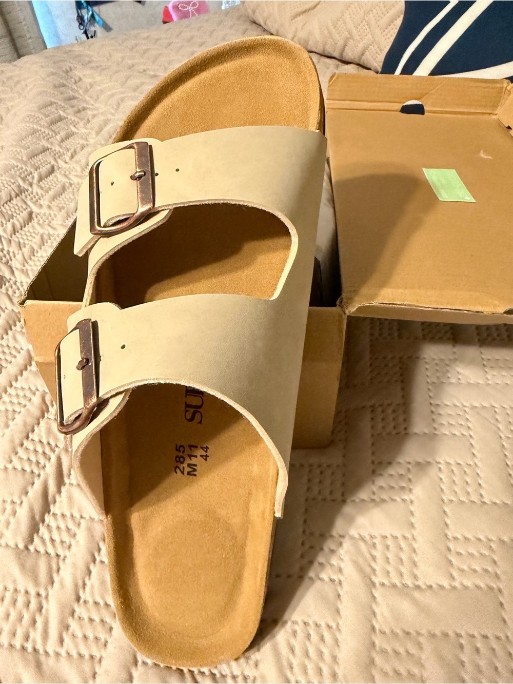 SUFU Size 11M Classic Double-Strap Stone Nubuck Sandals